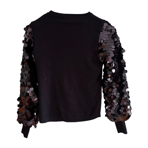 NWT Sioni Milano Women’s Small Black Sequins Bling Crew Sweater size XS - Picture 8 of 10